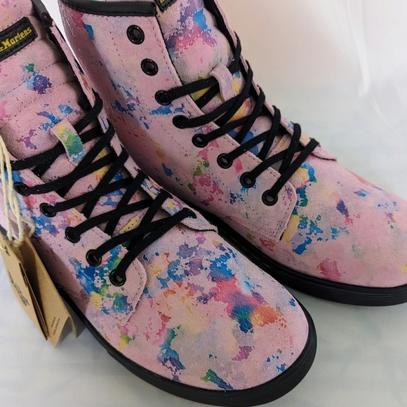 Dr. Martens Sheridan Boots Suede Lace Up Lightweight Rainbow Burst Pink 9 NIB - Picture 6 of 15